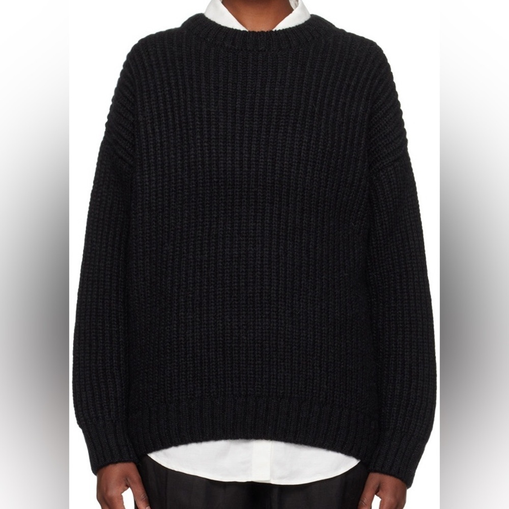 ANINE BING Sydney ALPACA Wool Sweater Womens Large Crew Neck Relaxed Fit Black